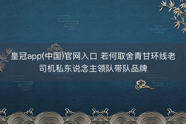 皇冠app(中国)官网入口 若何取舍青甘环线老司机私东说念主领队带队品牌