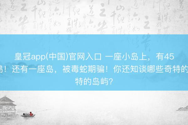 皇冠app(中国)官网入口 一座小岛上，有45万只鸡！还有一座岛，被毒蛇期骗！你还知谈哪些奇特的岛屿？