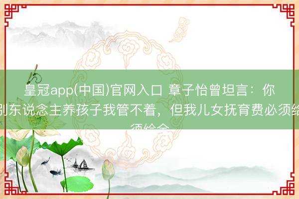 皇冠app(中国)官网入口 章子怡曾坦言：你帮别东说念主养孩子我管不着，但我儿女抚育费必须给全