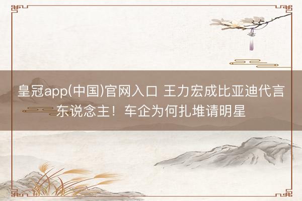 皇冠app(中国)官网入口 王力宏成比亚迪代言东说念主！车企为何扎堆请明星