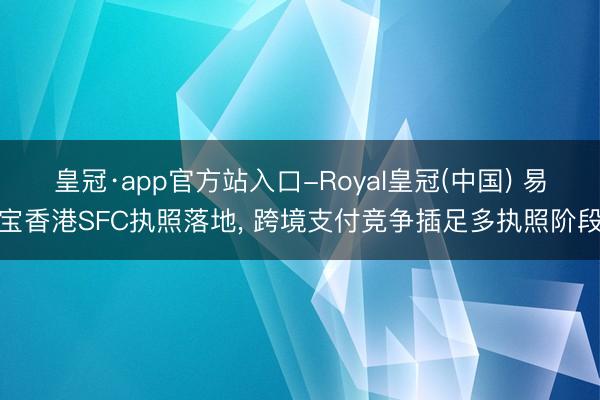 皇冠·app官方站入口-Royal皇冠(中国) 易宝香港SFC执照落地， 跨境支付竞争插足多执照阶段