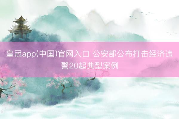 皇冠app(中国)官网入口 公安部公布打击经济违警20起典型案例