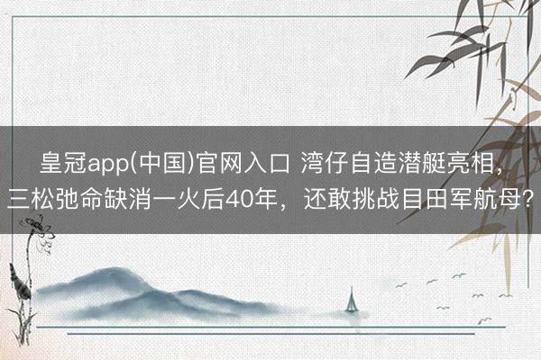 皇冠app(中国)官网入口 湾仔自造潜艇亮相，三松弛命缺消一火后40年，还敢挑战目田军航母？