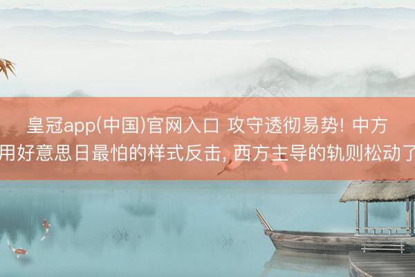 皇冠app(中国)官网入口 攻守透彻易势! 中方用好意思日最怕的样式反击， 西方主导的轨则松动了