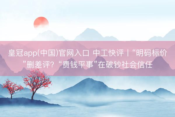 皇冠app(中国)官网入口 中工快评丨“明码标价”删差评？“费钱平事”在破钞社会信任